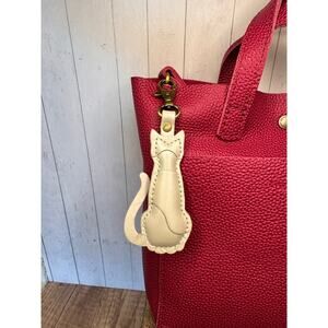 Portland Leather White Kitty Cat Bag Charm Portland Leather Tom Cat Keychain